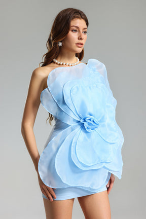 Vestido Rosa de Cámelia - Azul