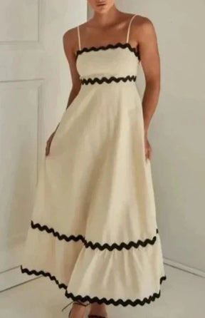 Vestido midi aplicação de suaves ondas Modix