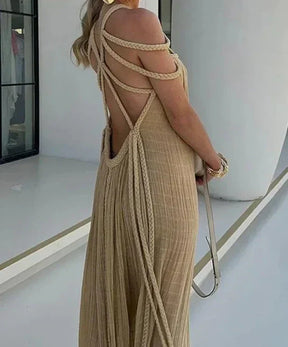 Vestido maxi com detalhes de alças trançadas Modix