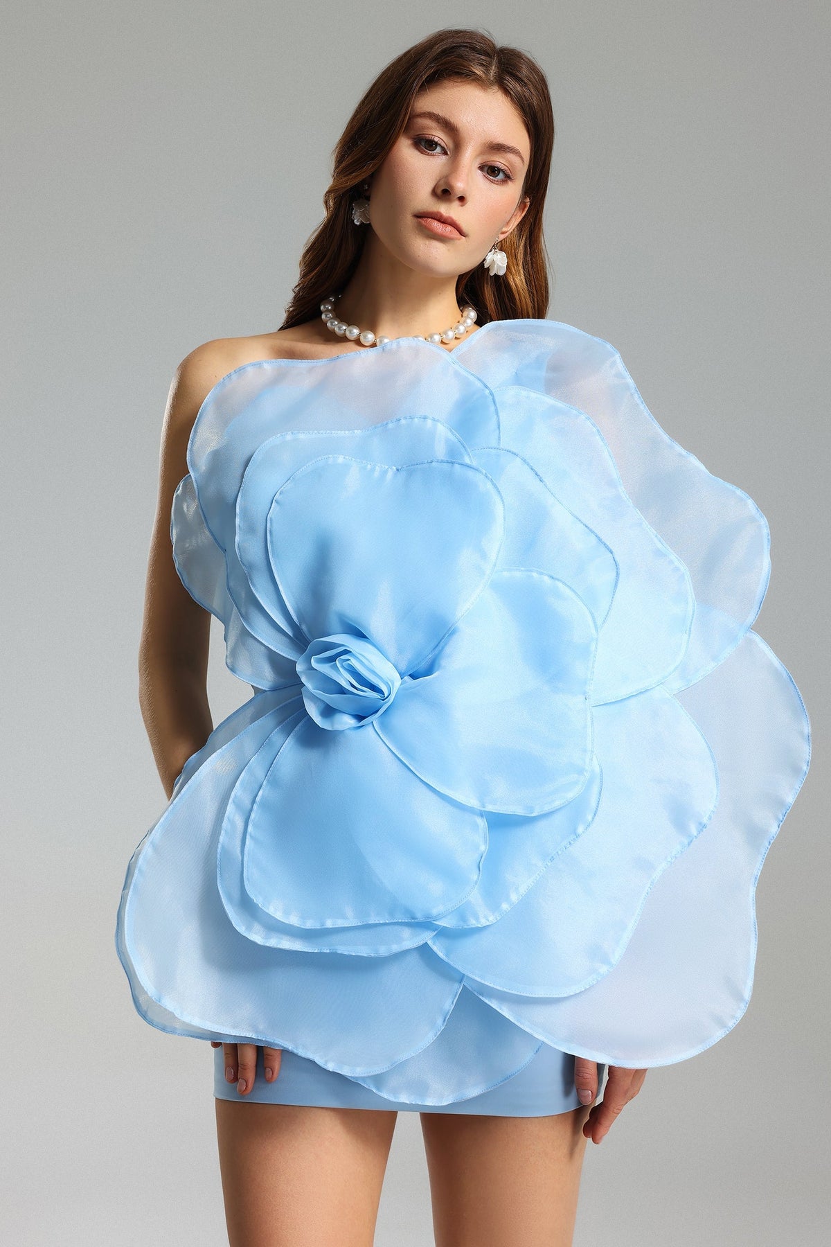 Vestido Rosa de Cámelia - Azul